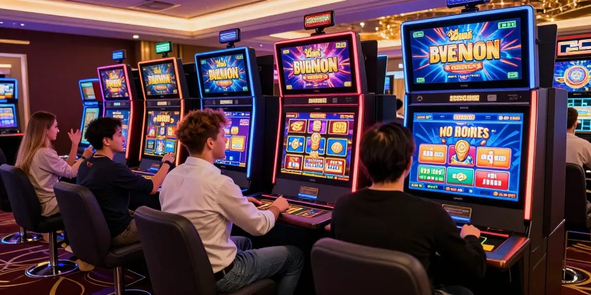 Players engaging in vibrant online gaming at non UK casinos for UK players.