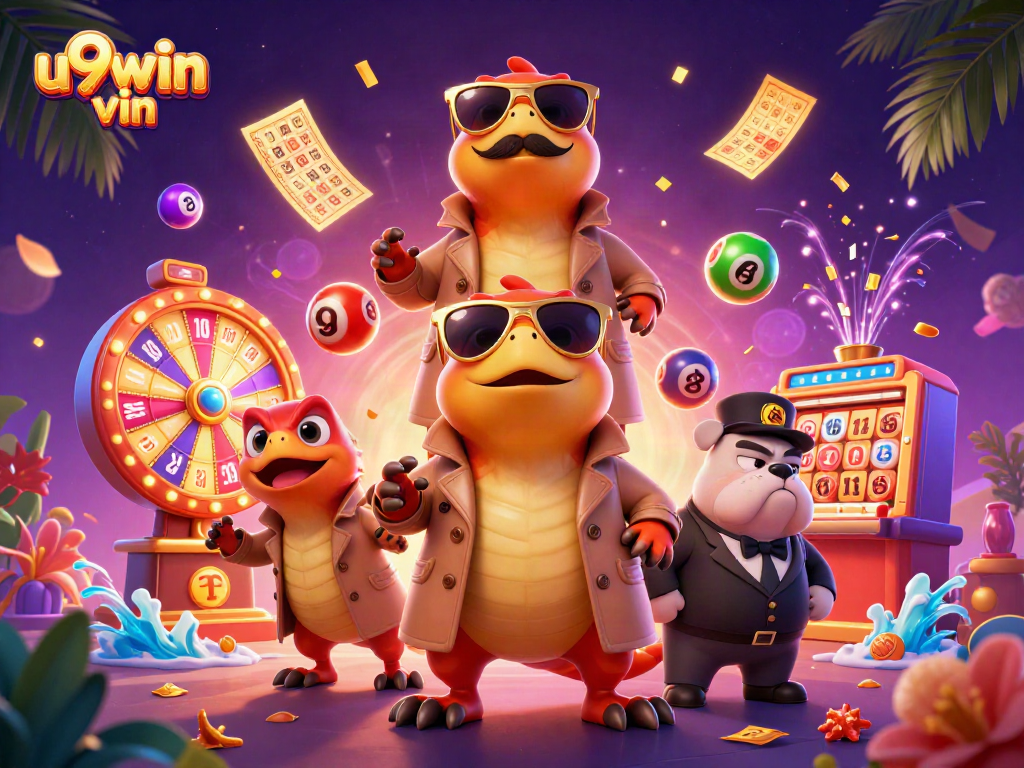 Experience the excitement of u9win vin with raptors in a trench coat trying to sneak into a VIP casino.