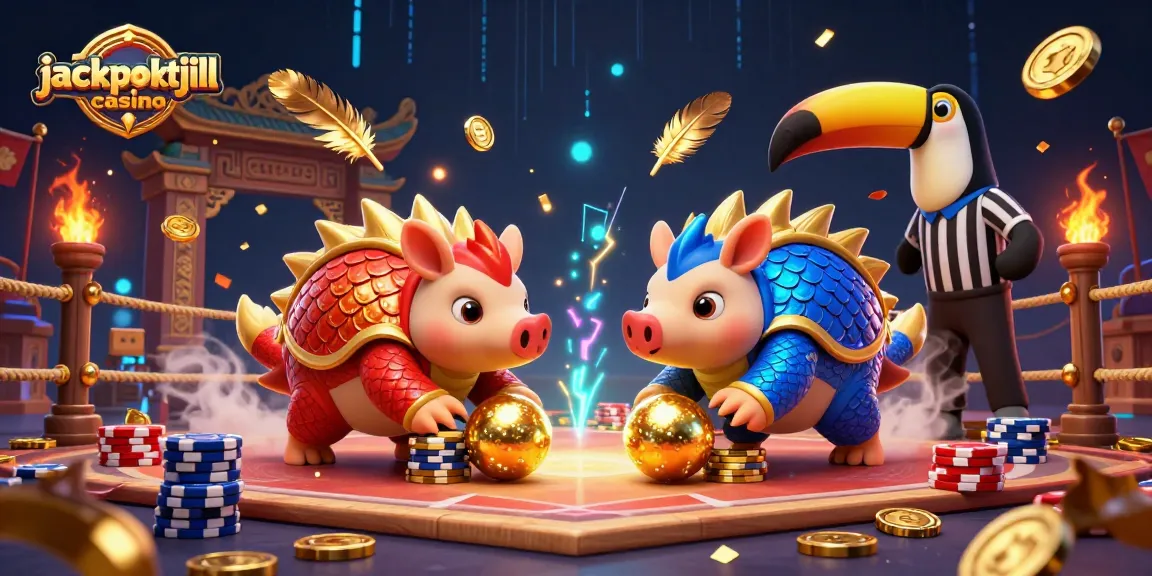 Engaging scene of rival pangolins competing in jackpotjill casino, showcasing high-energy gambling action.