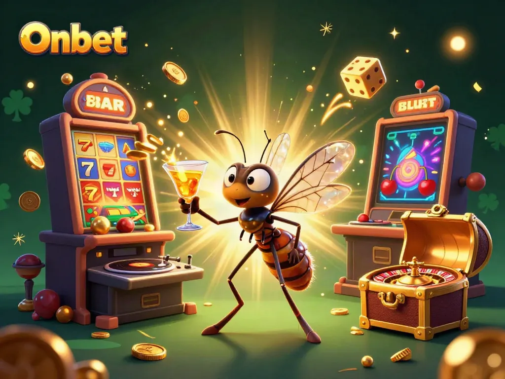 Experience the thrilling Onbet action with a vibrant casino mascot and stunning game elements.