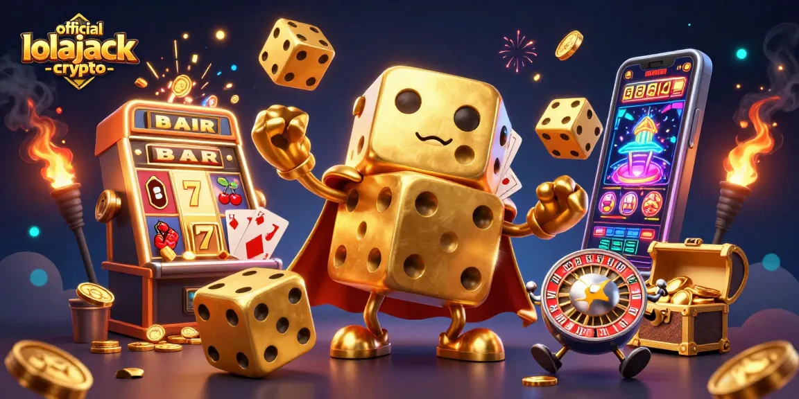 Experience the excitement of official lolajack crypto with a vibrant casino scene featuring golden dice and jackpots.
